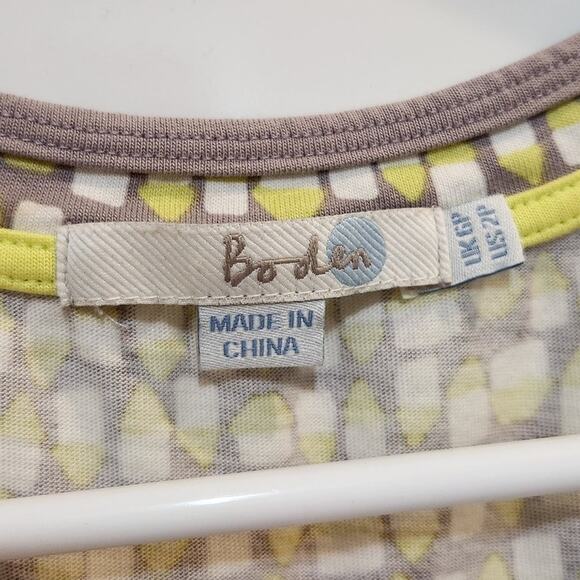 Boden Scoop Neck Above The Knee Margot Jersey Dress Pockets Yellow Geo Size 2P - Picture 9 of 11